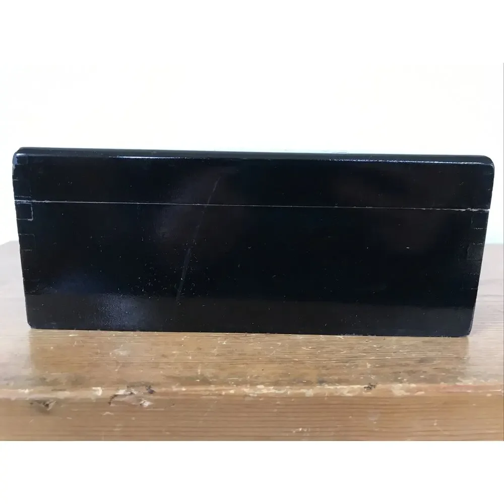 Vintage L'atelier Wooden Empty Black Painted 15 Sceau De Garantie Cigar Box